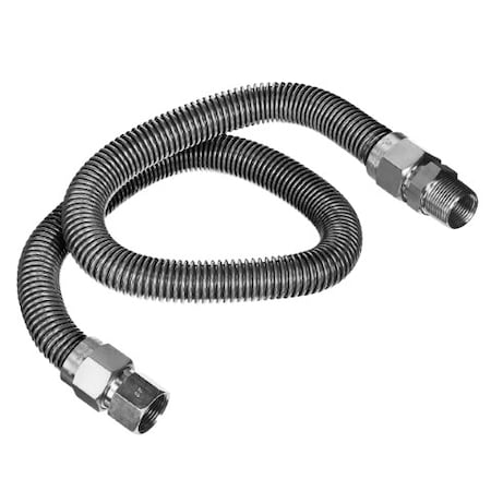 Flextron Gas Line Hose 1/2'' O.D.x48'' Length 3/8" FIPx1/2" MIP Fittings, Stainless Steel Flexible Connector FTGC-SS38-48J